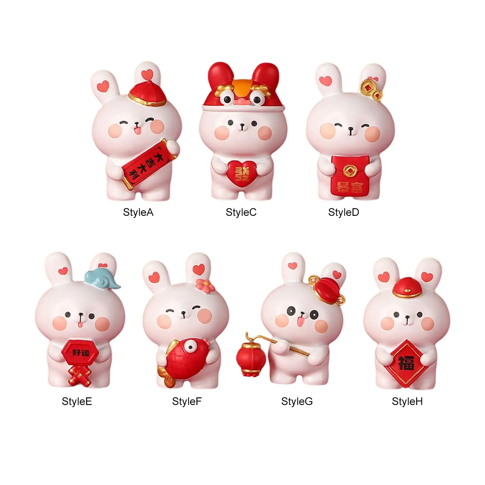 Chinese Style Rabbit Ornament Car Dashboard Figurine Resin Desk Crafts Statue for Home Living Room Office Bookshelf Accent Decor