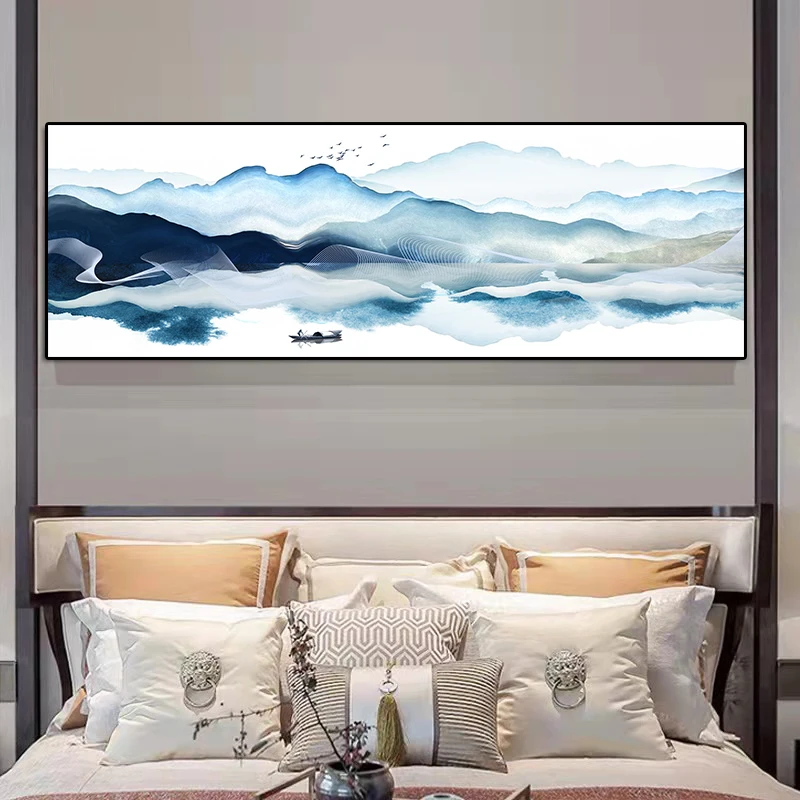 

Chinese Style Mountain Water Landscape Poster Prints Abstract Mural Pictures Wall Art Canvas Painting for Living Room Home Decor