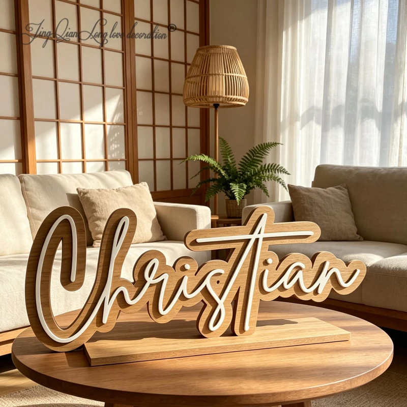 Custom Made Large Wood Name Sign, Boho Sign, Above Crib Cutout, Layered Baby Name Sign, Double Baby Name Sign