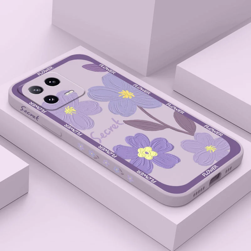 

Purple Flower Phone Case For Xiaomi Mi 14 13 13T 12 12X 12T 12S 11 11T Ultra 10 10T 9 9T 9SE Pro Lite Liquid Silicone Cover