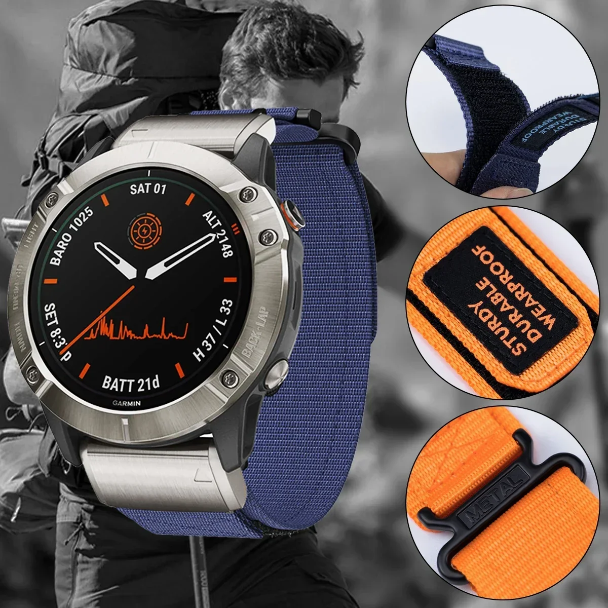 Quick 26 22mm Nylon Band for Garmin Watch Instinct 2X Tactics Strap Fenix 6X Pro 5X Plus 7X 8 Replacement Sport Release Bracelet view 2
