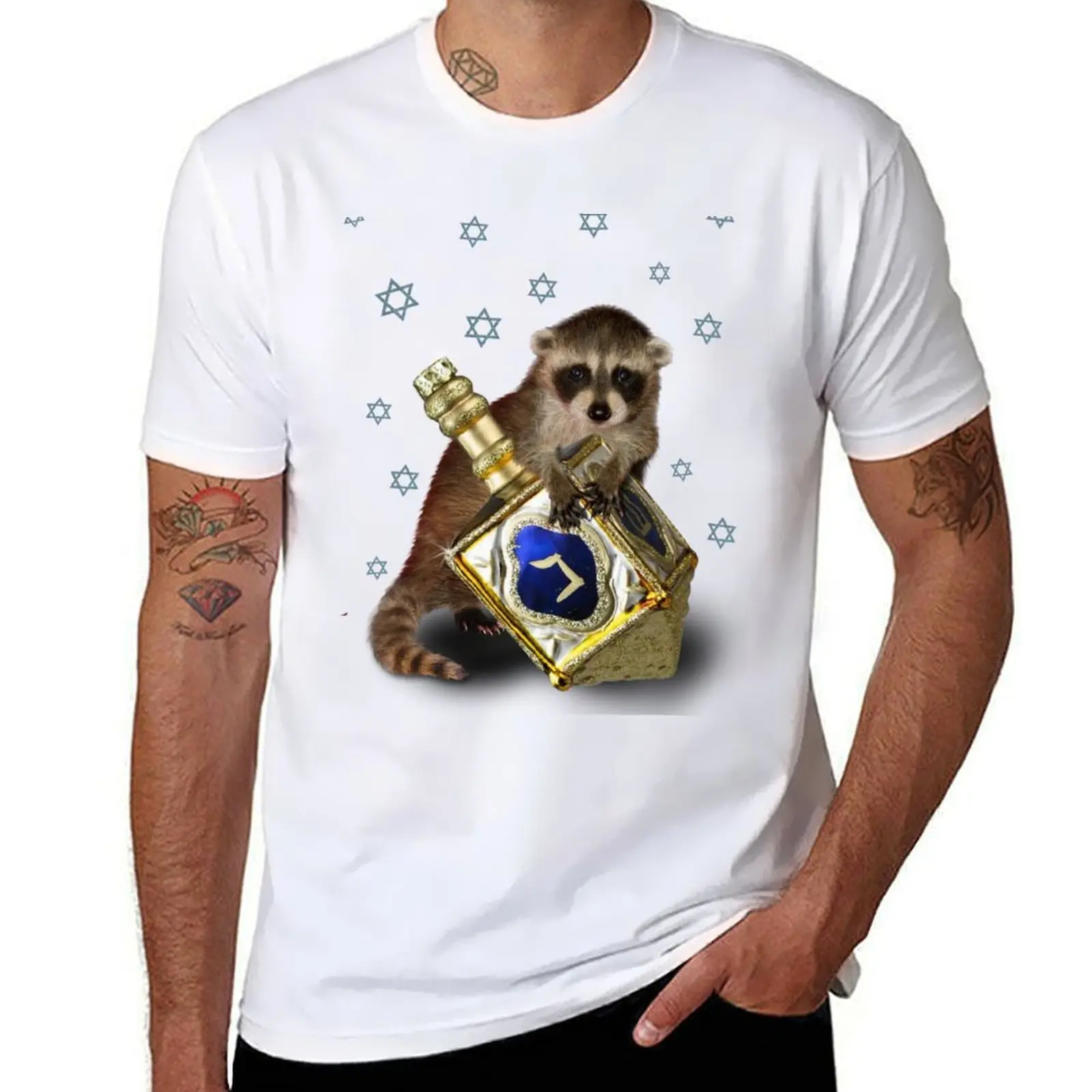 

Hanukkah Raccoon T-Shirt t shirt custom print t shirt man casual men t shirt cotton 100% T-shirt