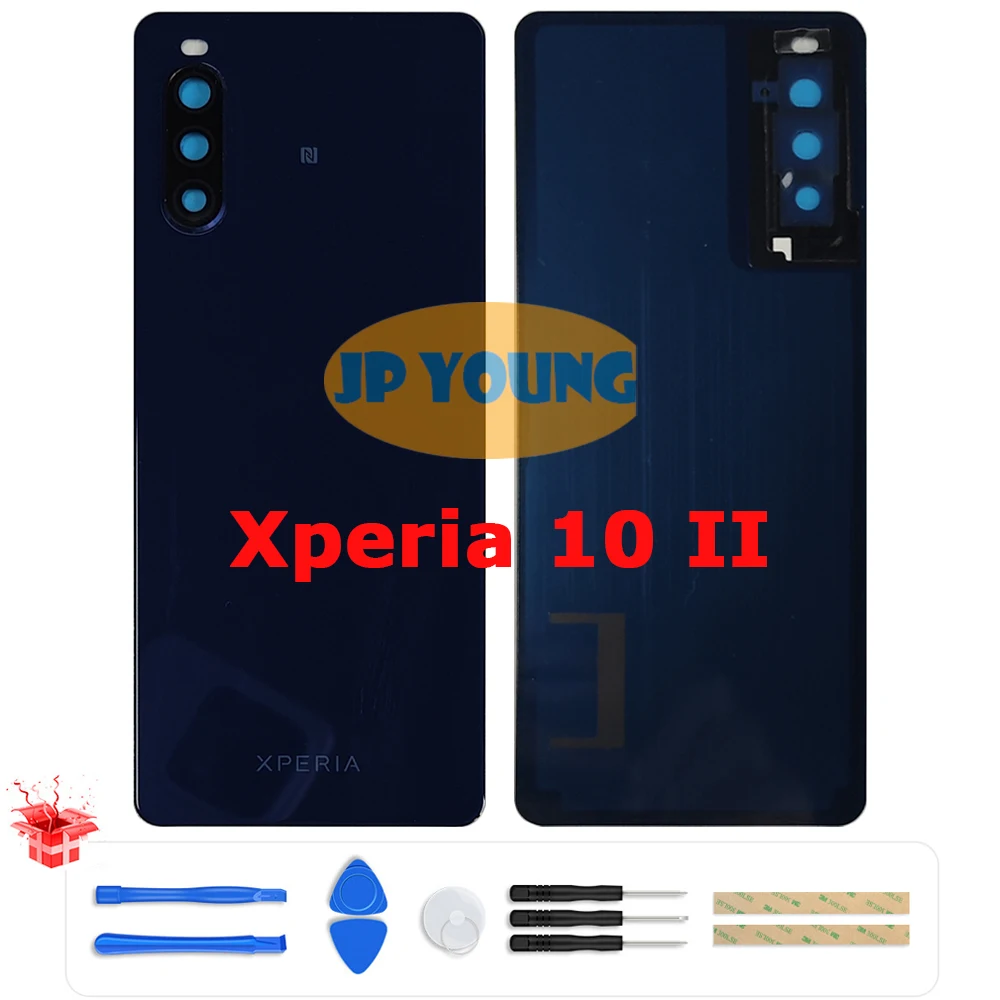 A+++ Glass Battery Back Cover with Camera Lens for Sony Xperia 10 II XQ-AU51/AU52 Replacement Housing Case Parts