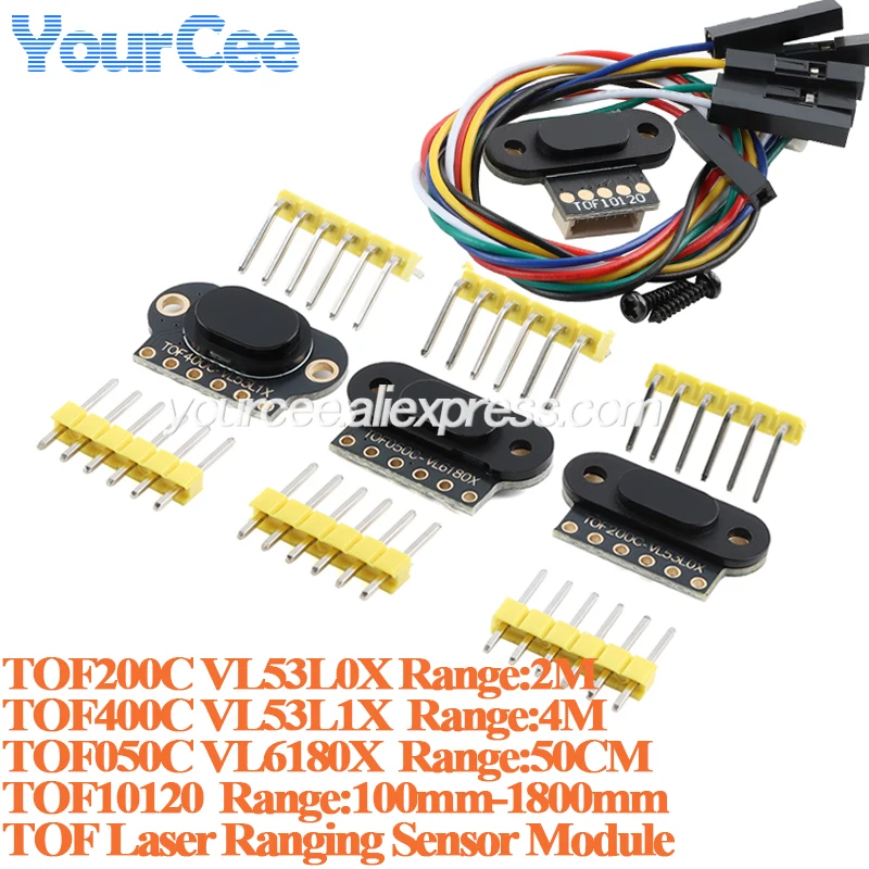 10pcs/1pc VL6180/VL53L0X/VL53L1X ToF Laser Infrared Ranging Sensor Module TOF10120 10-180cm TOF050C TOF200C TOF400C 50CM/2M/4M