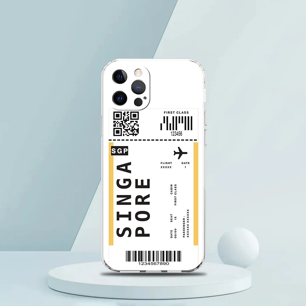 World Travel Ticket Seoul New York Transparent Soft Phone Case For iPhone 15 14 13 12 11 Pro Max X XR 8 7 Plus SE2020 XS Max Bag image 6