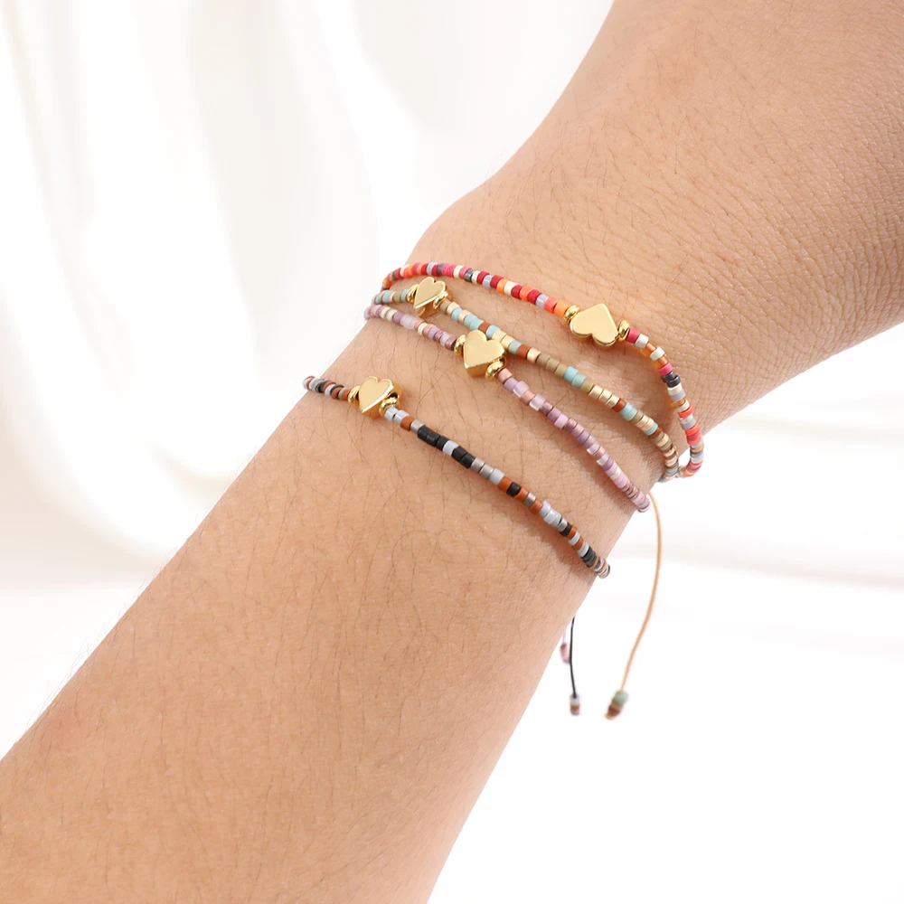 Minimalista Miyuki Bead Jewelry Dainty Heart bracciali per le donne Multicolor colorato Boho Fashion Love Charm Friendship