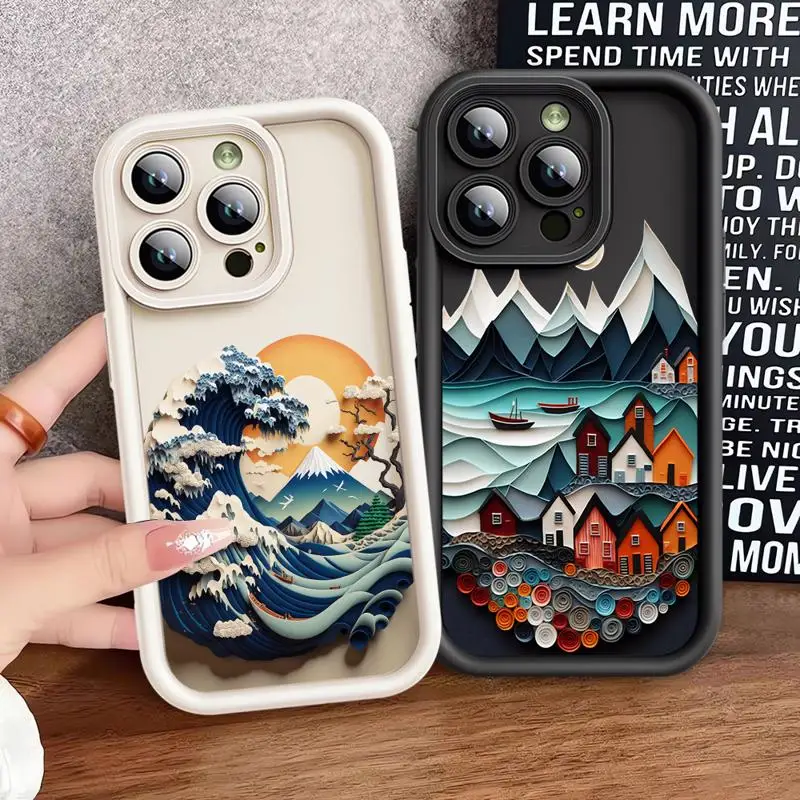phone case for Apple iPhone 12 14 Pro cases 11Pro Max 11 16 Plus 13Pro max 15plus 11pro funda Cover Landscape Art Painting Cool