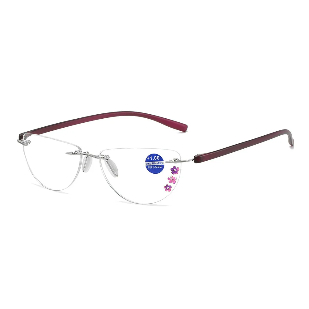 Fashion Women Blue cut Cateye Reading glasses 15g Lightweight Rimless Reader TR90 Frames Lady Computer Eyewear