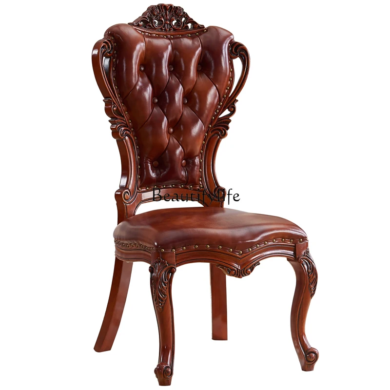 

American chair solid wood home made old French retro coffee chair