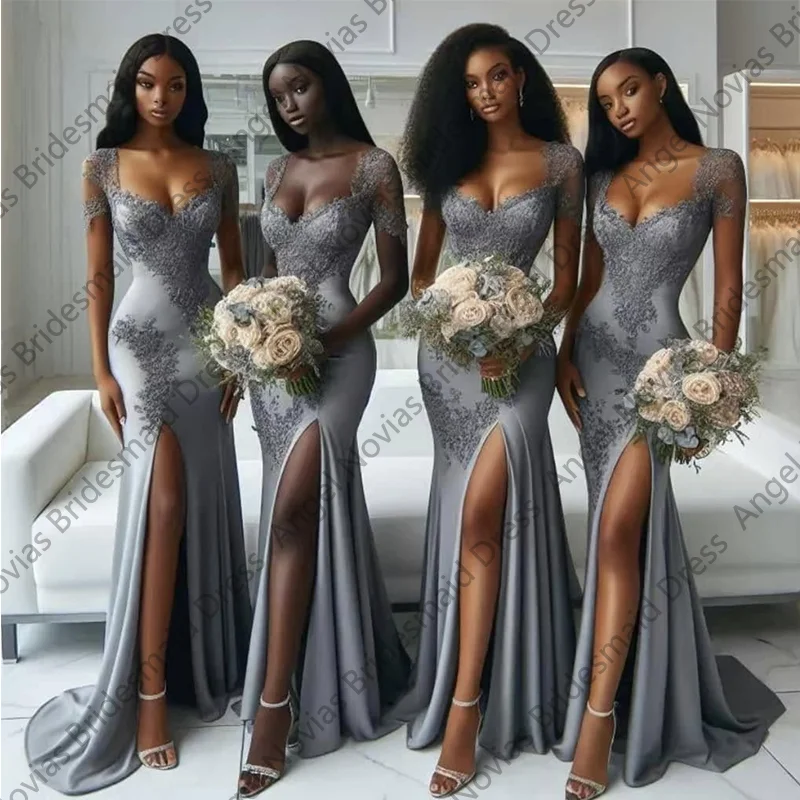 Customized Long Sexy Mermaid Bridesmaid Dresses 2025 with Slit Wedding Party Maid Of Honor Dress Robes Invitee Mariage