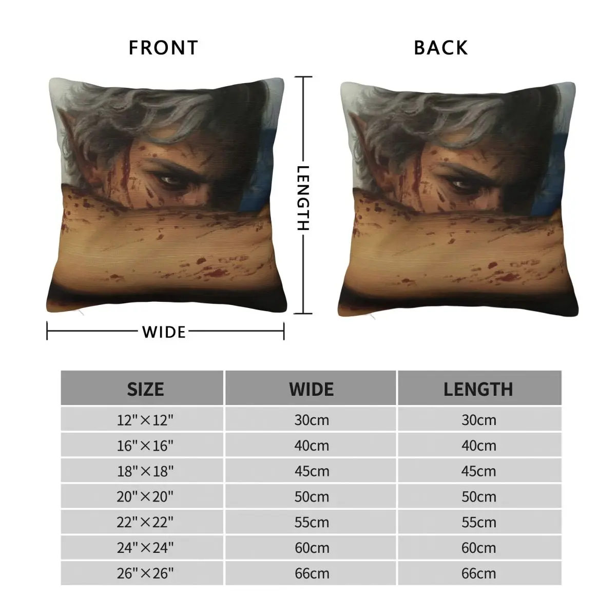 The Pale Elf Astarion Square Pillowcase Polyester Linen Velvet Printed Zip Decorative Sofa Cushion Cover