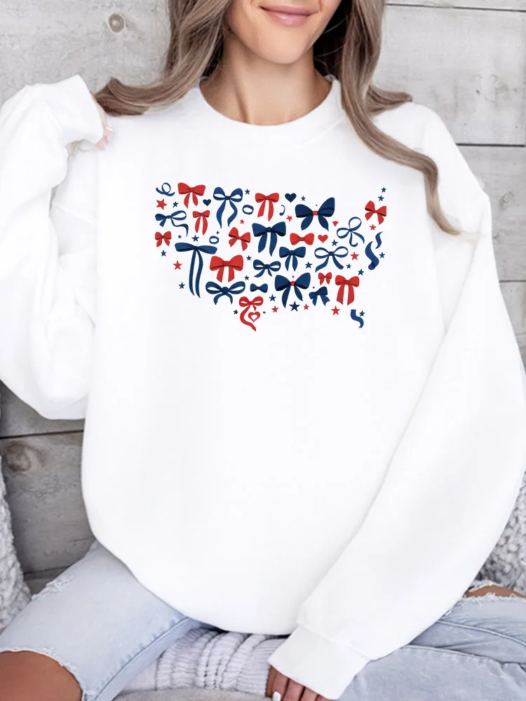 

Little Bow Women's Graphic Crewneck Sweatshirt Casual Long Sleeve Pullover, Loose Fit Streetwear for Fall Winter