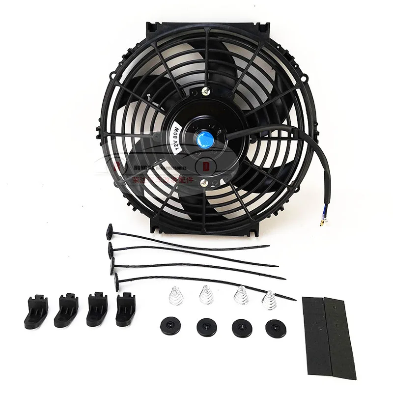 Universal 7/10/12/14 Inch 12V 80W 2100RPM Car Air Conditioning Electronic Radiator Cooling Fan Blade Electric Cool MountingKit