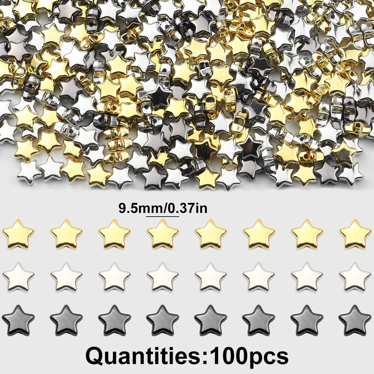 100/200/400pcs 10mm Golden Star Shaped Beads CCB Loose Spacer Beads For DIY Bracelets Necklaces Earrings Jewelry Making Supplies