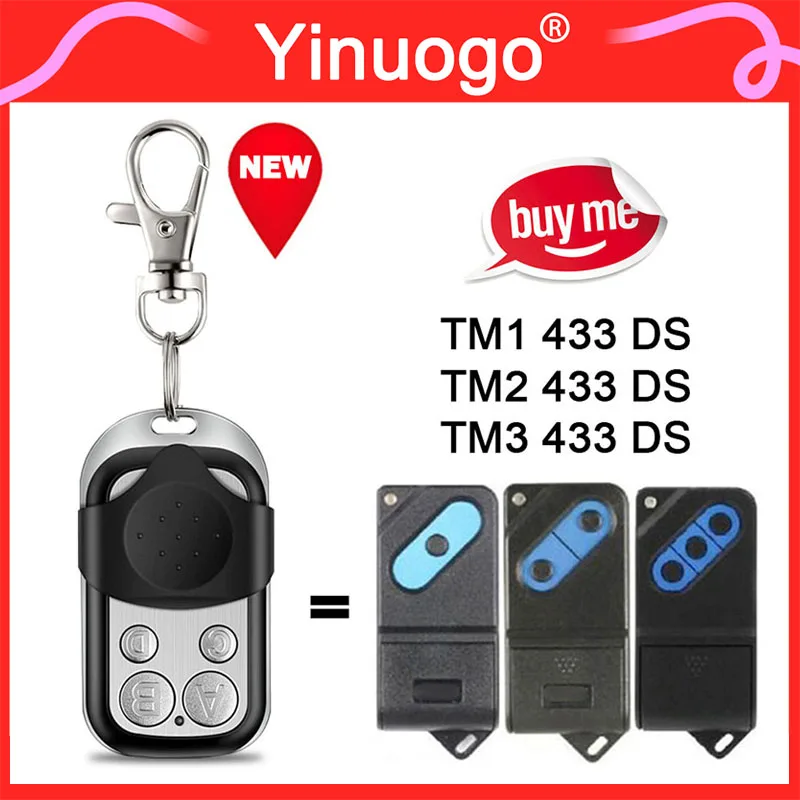 For TM1 433 DS / TM2 433 DS / TM3 433 DS 433MHz Fixed Code Garage Door Remote Control Gate Opener Handheld Transmitter