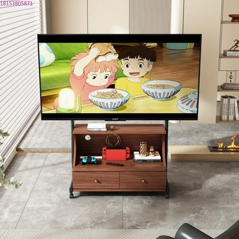 Living room movable small apartment with wheels, bedroom TV bracket mobile cabinet, master bedroom ultra-thin and narrow