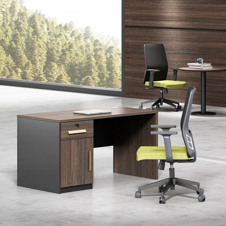 Staff Office Desk With Drawer Modern Design Wooden Computer Desk One Seater Table