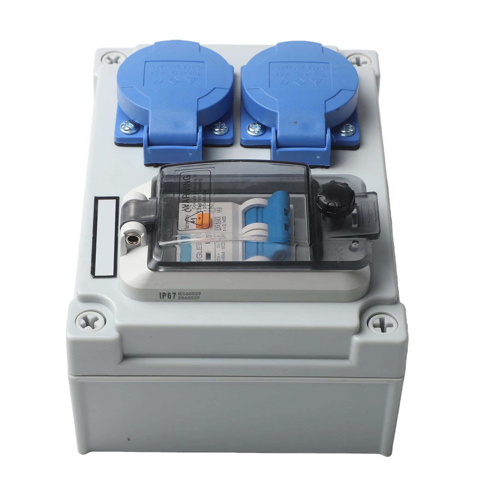 قاطع دائرة كهربائية لمواقع البناء بتصميم مدمج، مقبس ثنائي السن، 175*125*75 مم، 250 فولت 16 أمبير، جهد مقنن