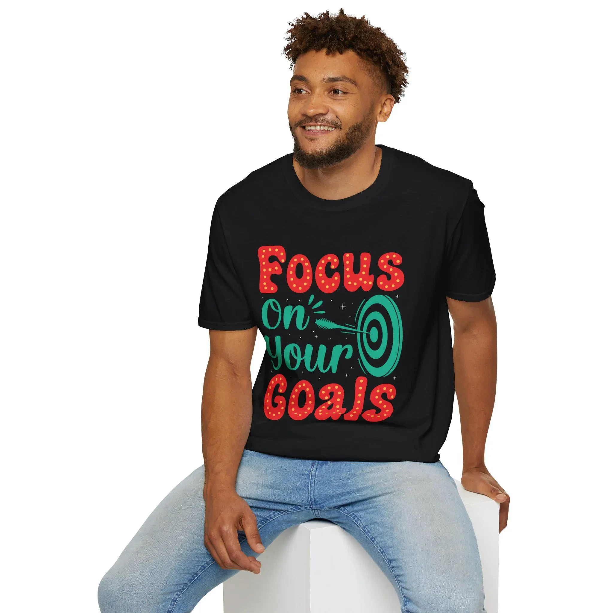 Focus on Your Goals Tee | Motivational Graphic T-Shirt, Hand-Lettered Target Design  Fashion Trend  High-Quality  Casual Top