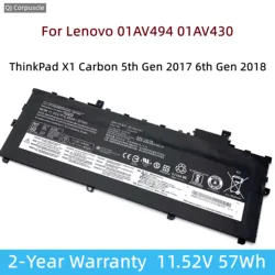 Oryginalna bateria 01AV494 01AV430 do laptopa Lenovo ThinkPad X1 Carbon 5. generacji 2017 6. generacji 2018 SB10K97586 SB10K97587 SB10K97588