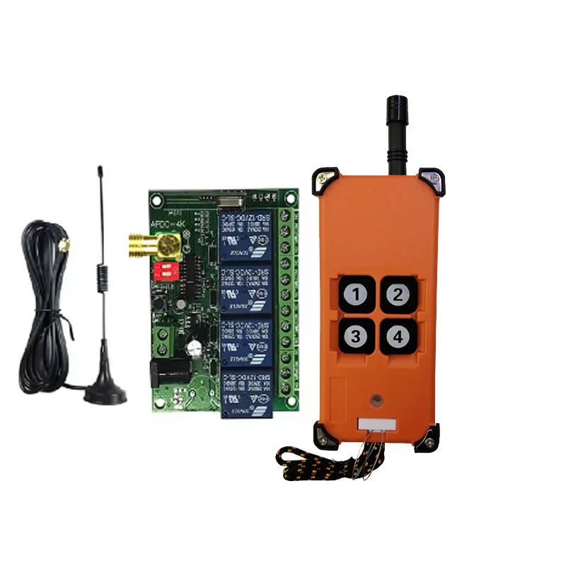 3000M 433MHz Industrial DC 12V 24V  4CH 4 CH RF Wireless Remote Control OverheadTravelling Crane System Receiver Digital Key