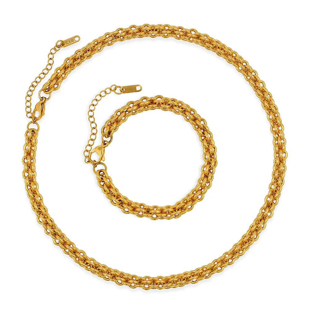 DIY accessories European and American cross-border fashion crude steel titanium bracelet necklace women's simple multi-layer lan
