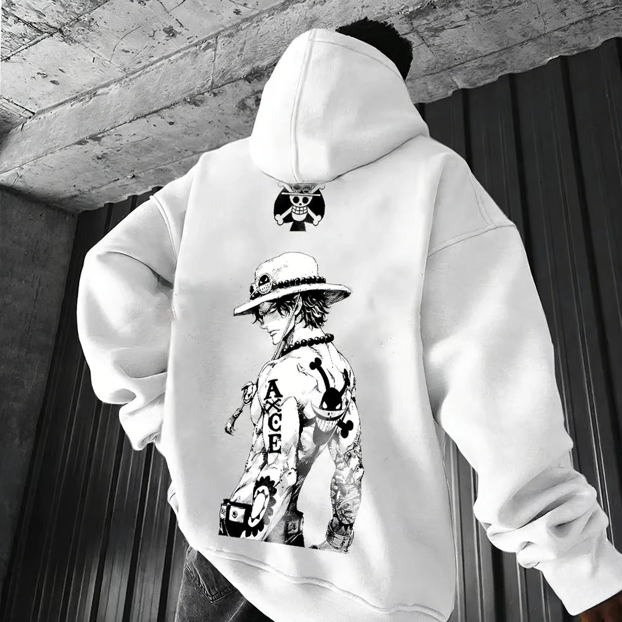 

ONE PIECE аниме Ace, нарисованная вручную толстовка с принтом, осень/зима, новый Harajuku, мужской и женский свободный повседневный свитер для родителей и детей, топ