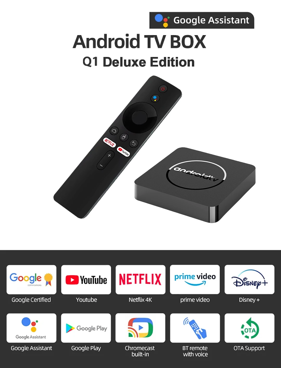 Android13 TV Box Netflix 4K Ultra HD AllwinnerH313 Google Certified Dolby Vision HDR10+2G16G Dual Wifi Streaming Media Device