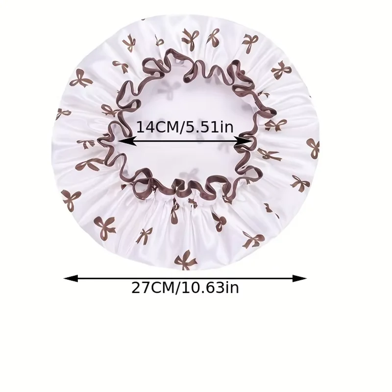 1 Pcs double shower cap, printed hat, waterproof shower cap reusable shower cap ladies spa salon hair cap