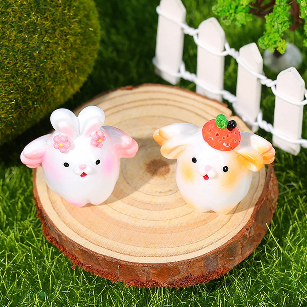 

10Pcs Miniature Bunny Decor Resin Rabbit Figurines Adorable Micro Landscape Garden Ornament Mini Bunny Figurine