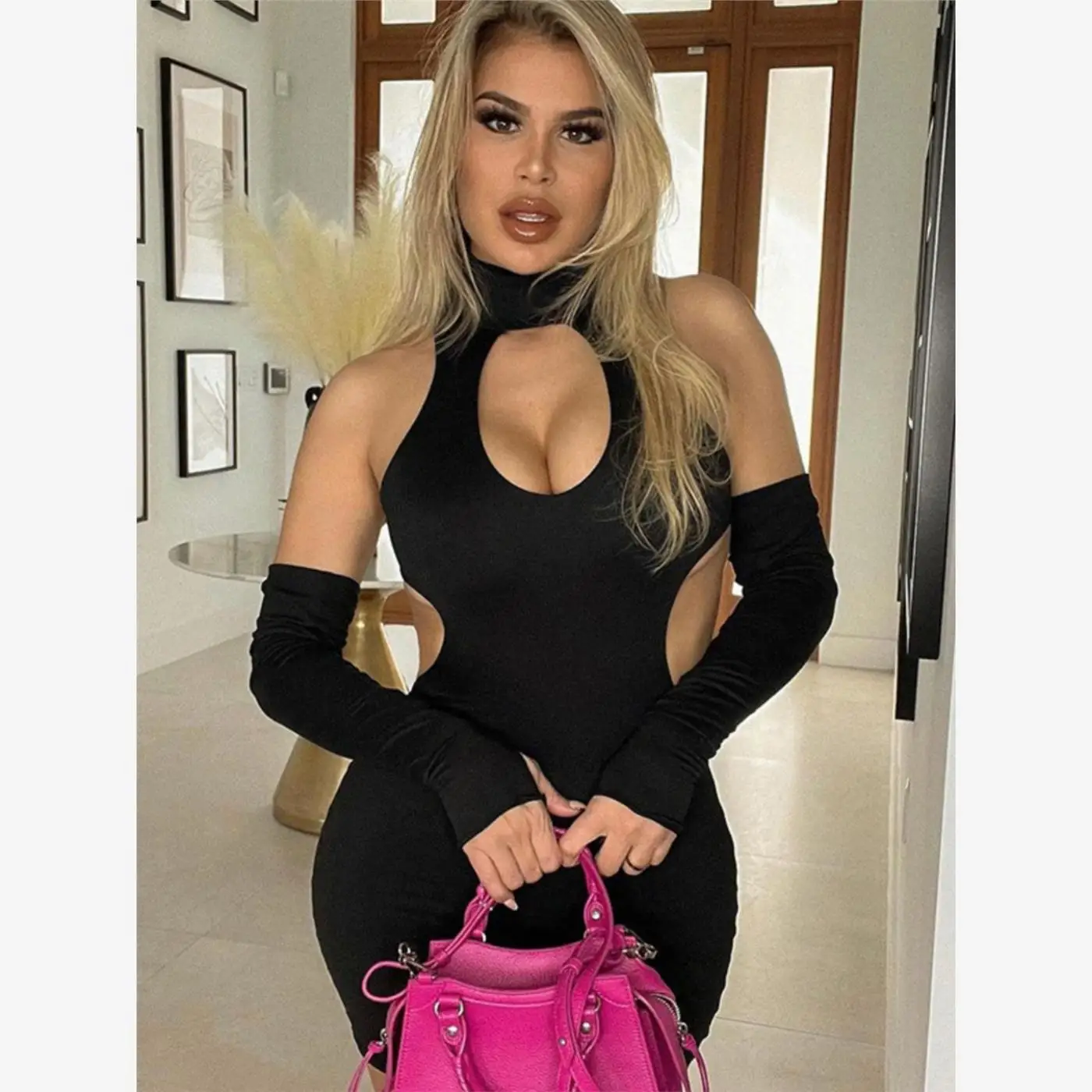 الربيع الصيف Faion مثير الجوف خارج Ne ضيق Bodycon الدكتور المرأة العصرية لون نقي الملابس ألياف البوليستر ort تنورة