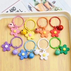 10pcs Colored Metal Keyrings With Open Ring Buckle Flower Bells Pendant Keychain For Diy Jewelry Making Key Ring Accessories