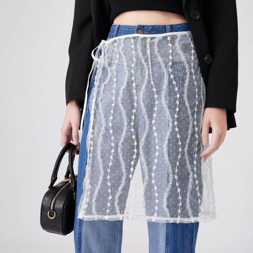 

New Fashion Lace Half Length for Ladies Stacked with Interior Bottom Skirt Women's Clothing Skirts Bottom Hem Fart Curtain