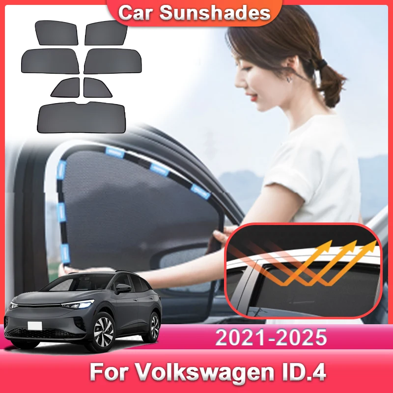 سيارة شبكة الشمس قناع ل Volkswagen ID.4 اكسسوارات VW ID4 ID 4 2021 ~ 2024 2025 الشمس الظل الستائر على السيارات ويندوز اكسسوارات السيارات #1
