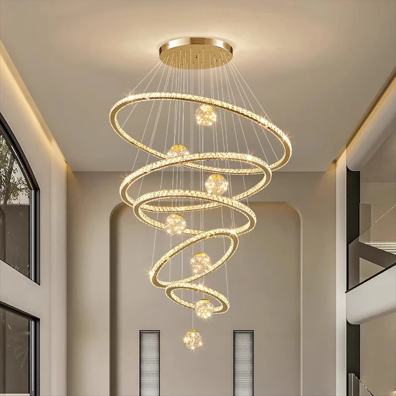 Imagem -03 - Modern Crystal Chandelier For Home Decoration Stair Pendant Lamp Living Room Pendant Lights Iluminação Interior