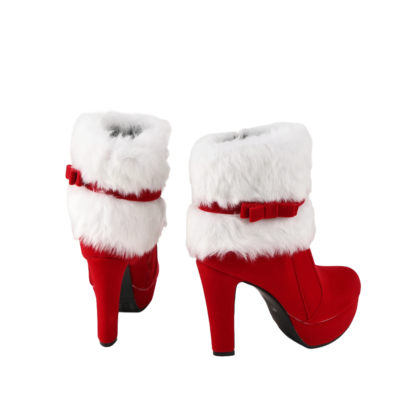 Stivali invernali da donna nuovi Stivali impermeabili con plateau e tacco alto Stivali da Babbo Natale Stivali comodi decorativi con fiocco Stivali rossi natalizi