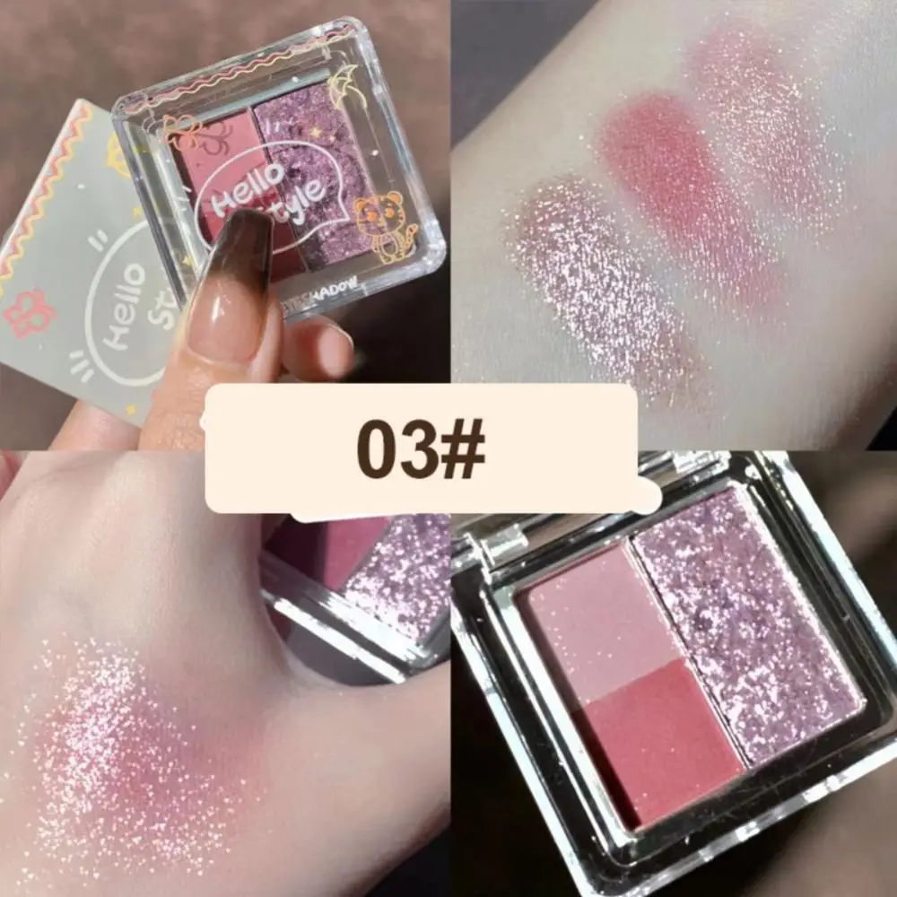 Sombra de ojos con lentejuelas brillantes, pigmento de ojos colorido, resistente al agua, Linda Mini sombra de ojos, maquillaje de ojos, paleta de sombra de ojos de 3 colores