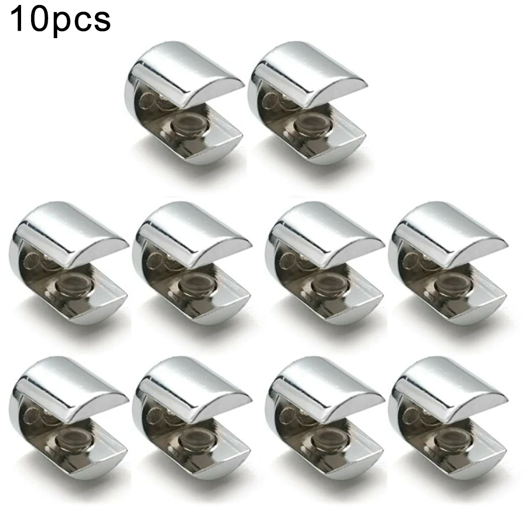 

10 Pack of Polished Chrome Shelf Support Clamps Fits Glass Thickness of 6 to 12mm Designed for Home and Office Applications