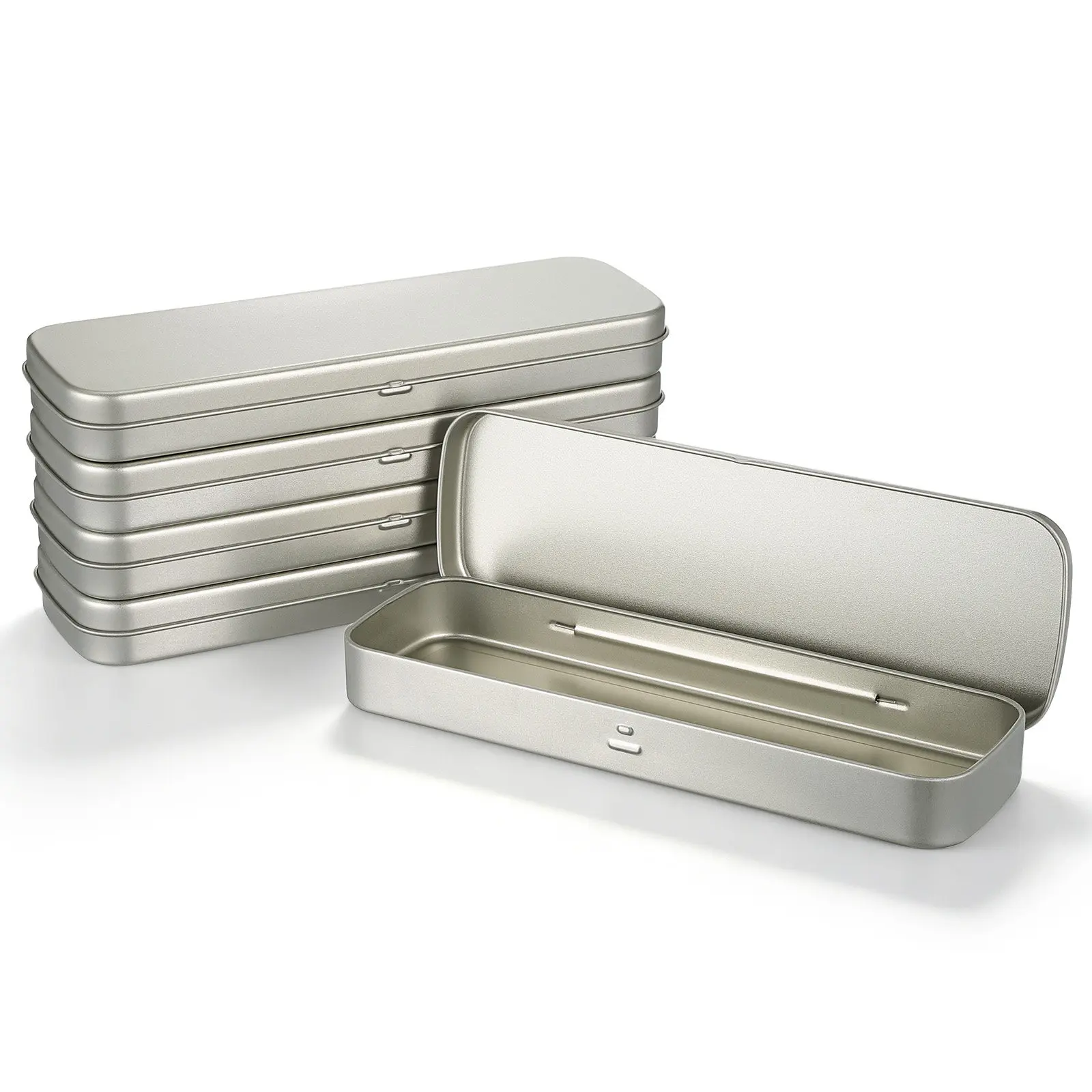 5Pcs Premium Iron Pencil Case Rectangular Tin Metal Box with Lid for Students School Stationery Storage Pencil Container