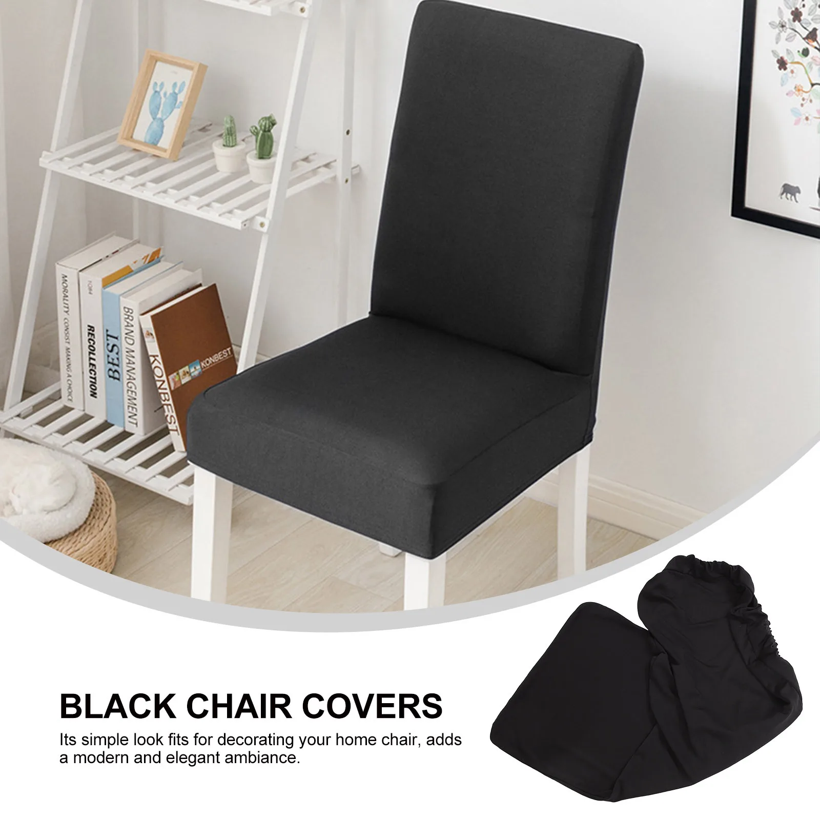

Banquet Stretch Chair Covers Black Elastic Polyester Chair Slipcovers for Wedding Party Dining Room Seat Protection