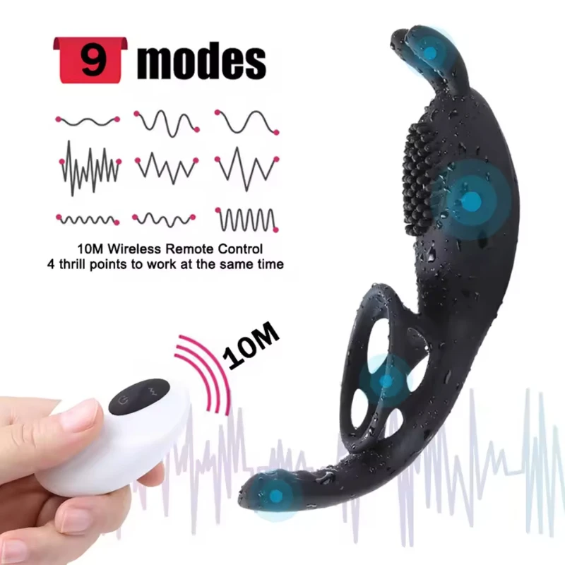 تهتز ديك خاتم الديك البظر محفز القضيب تأخير القذف هزاز 9 سرعة لاسلكي للتحكم عن بعد للأزواج Sextoy