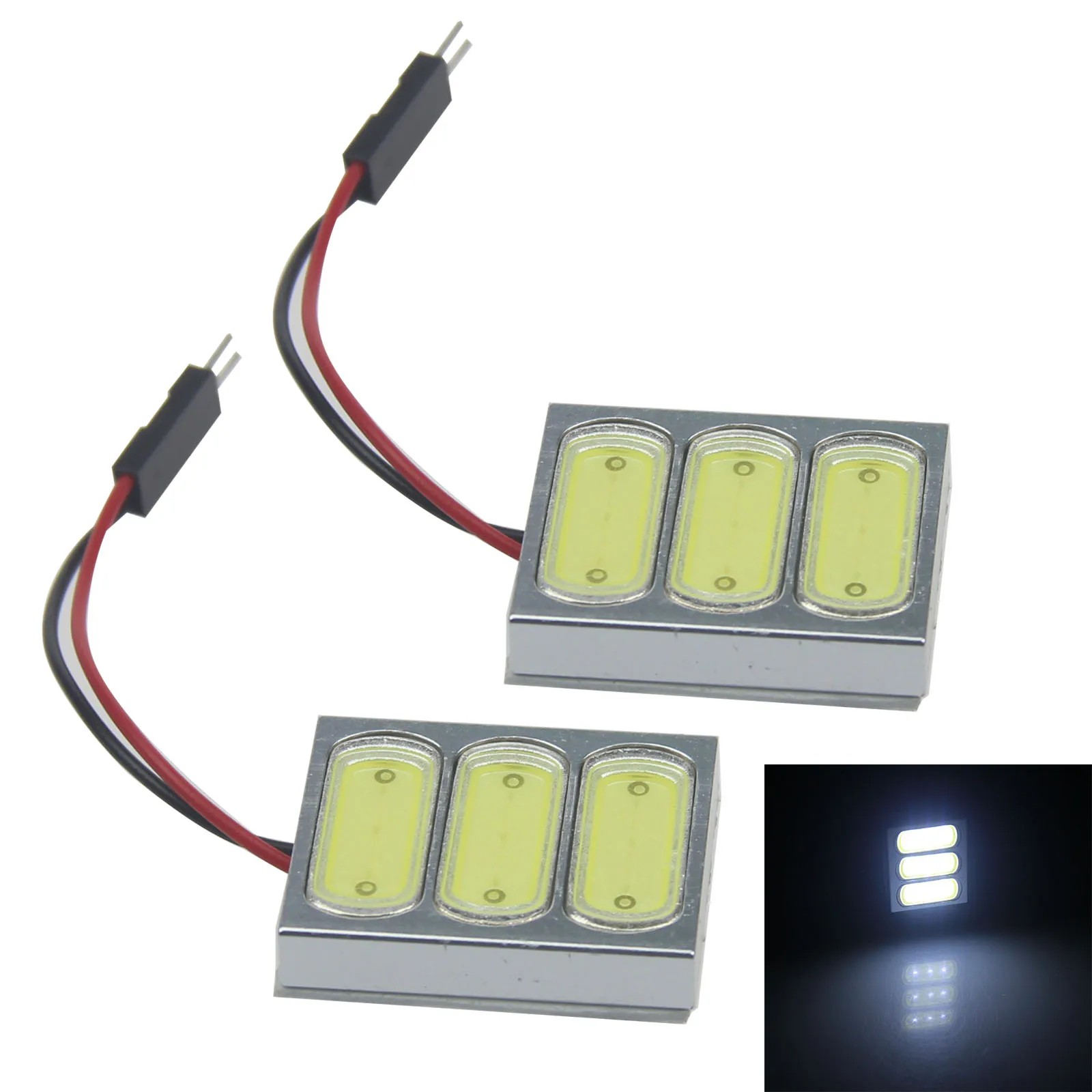 2x White RV Panel Interior Blub Door Lamp 3 Emitters COB SMD LED T10 festoon Z21187