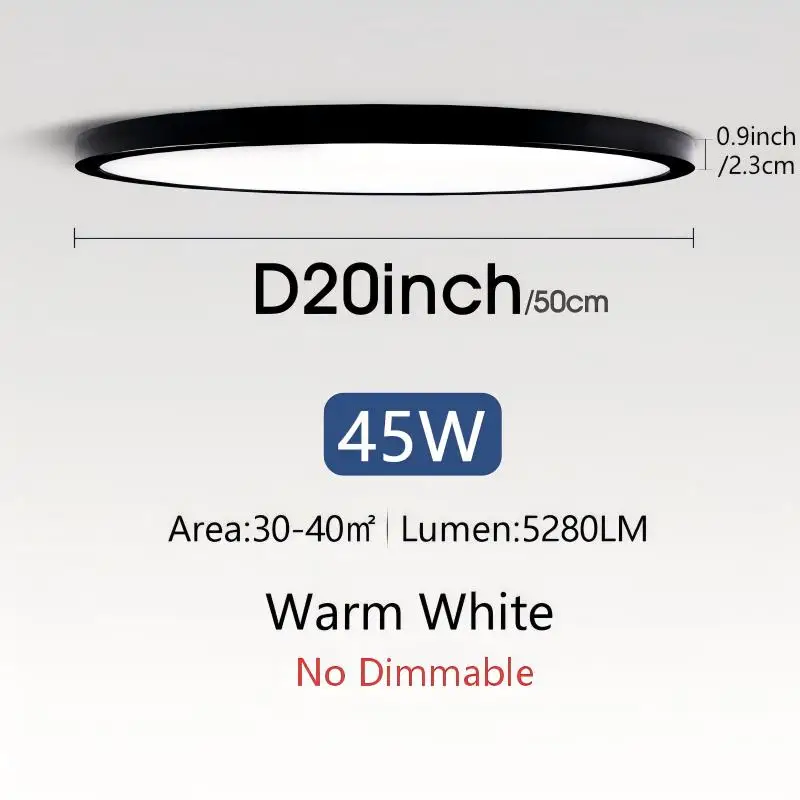 MARPOU 50CM grote LED-plafondlamp met slimme APP-afstandsbediening Ultradunne lichtarmatuur Plafondverlichting voor slaapkamer woonkamer