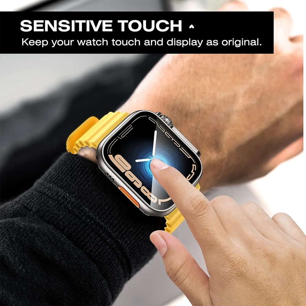 Cambiar a Ultra 49mm Protector de pantalla para Apple Watch Case 40mm 44mm 45mm 41mm PC Cover + Glass Film iwatch series 8 7 6 5 4 SE