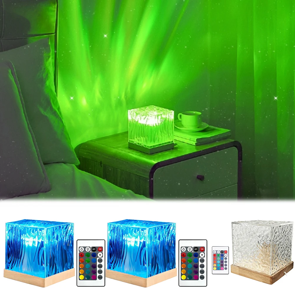 เปลวไฟน้ําโคมไฟ 16 สี Gradual รีโมทคอนโทรล Northern Lights Aurora โปรเจคเตอร์ 3D Northern Lights สําหรับ Office Bar ร้านอาหาร