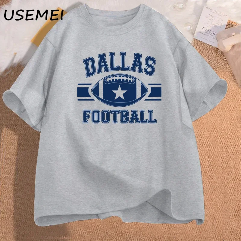 Dallas Cowboys Football T Shirts Vintage Cotton Short Sleeve Oversized Tshirt 90s Fashion Football Tees Oversized Graphic Top