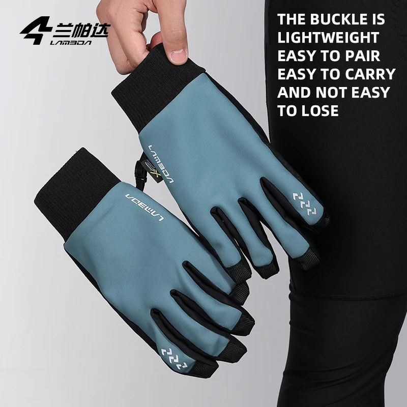 LAMEDA fleece insulated and shock-absorbing cycling gloves for autumn and winter long finger road mountain bikes men and women