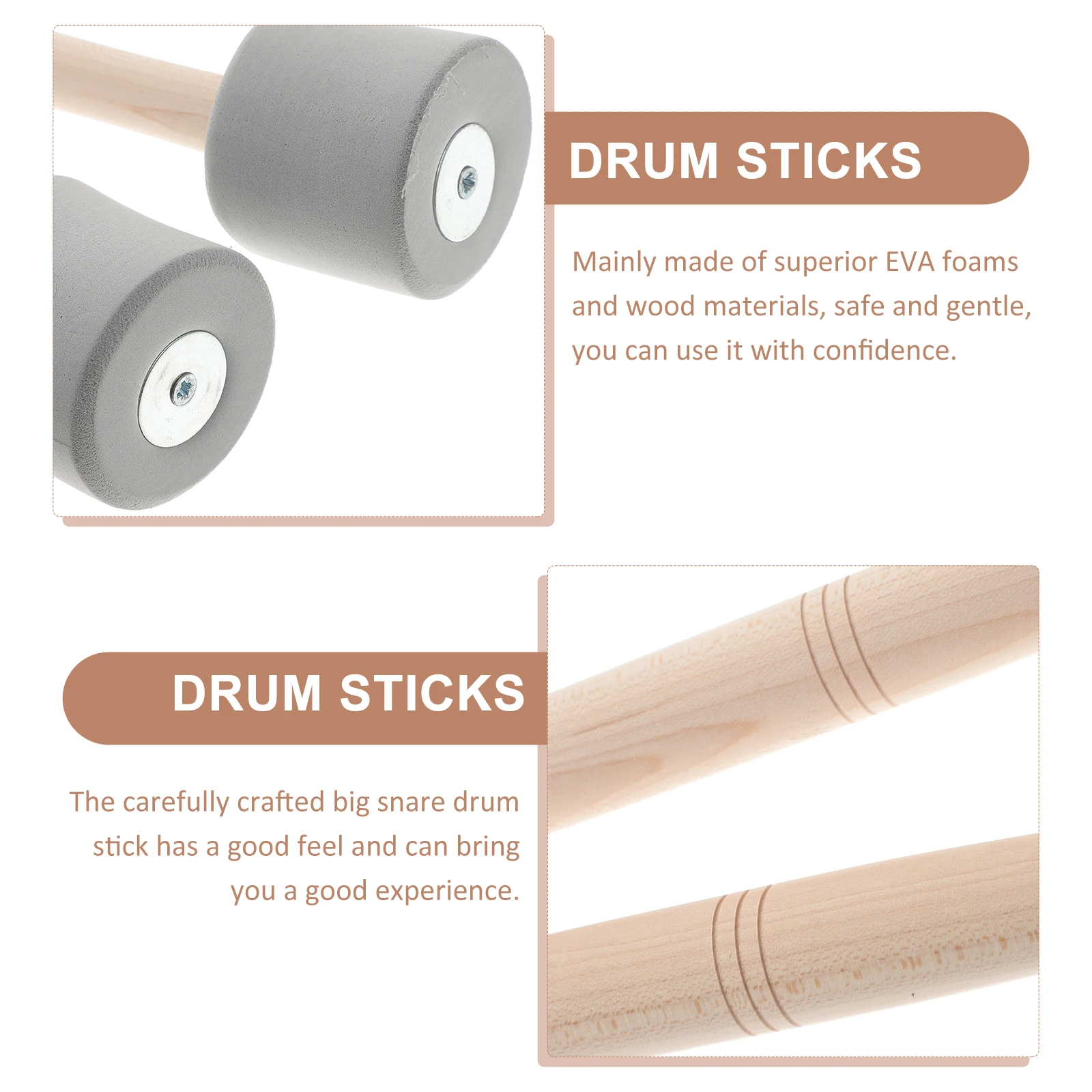 

2Pcs Durable Drum Sticks Excellent Weight Balance Clear Sound for Musicians Gift Percussion Drumsticks Percussion Drum Tools