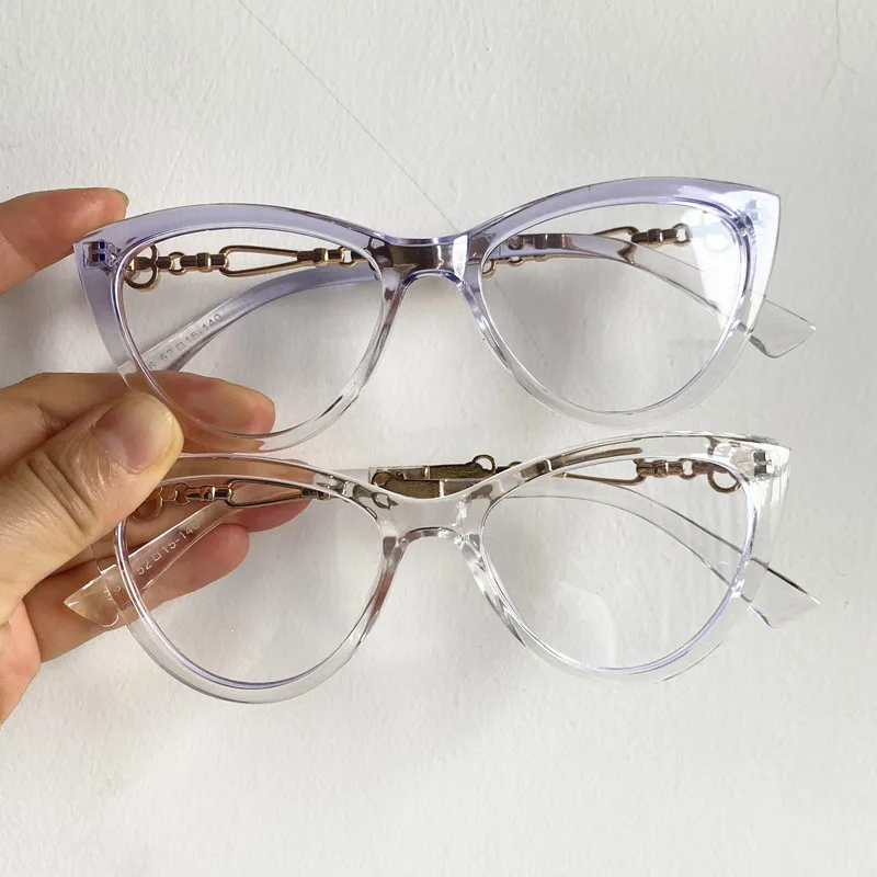 

NEW Anti-Blue Light Glasses Women Eyewear Cat Eye Optical Light Spectacles Hollow Design Temples Eyeglasses Simplity Ornamental