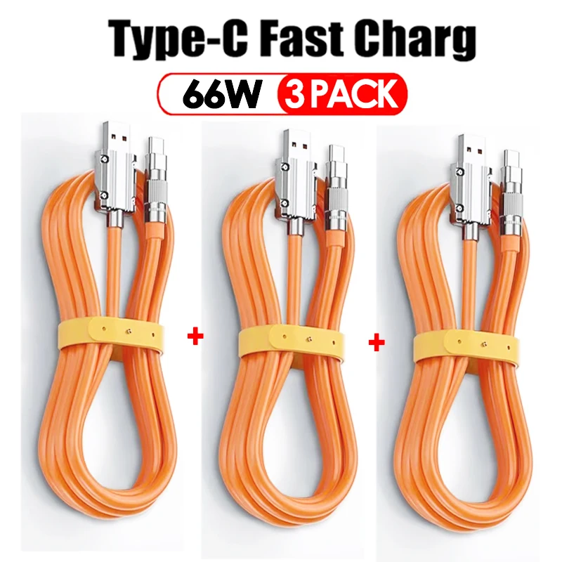 

3Pcs Super Fast Charging Data Cord USB Type C Fast Charge Cable For Xiaomi Redmi Note 13 Pro Turbo For POCO Huawei OnePlus OPPO